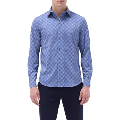 Bugatchi James Ooohcotton® Leaf Print Button-up Shirt In Cobalt