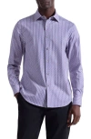 Bugatchi James Ooohcotton® Leaf Print Button-up Shirt In Purple