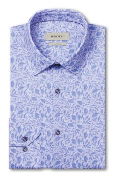Bugatchi James Ooohcotton® Leaf Print Button-up Shirt In Blue