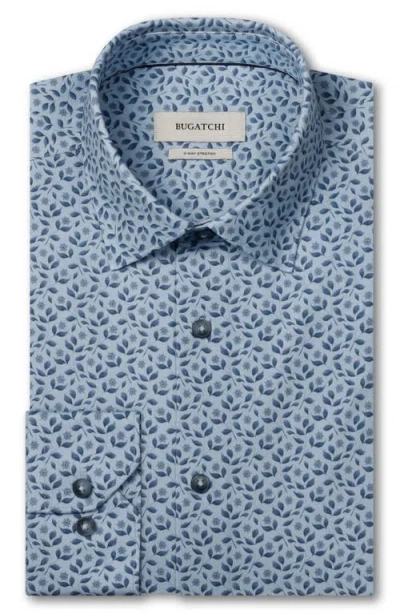 Bugatchi James Ooohcotton® Leaf Print Button-up Shirt In Blue