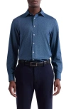 Bugatchi James Ooohcotton® Leaf Print Twill Button-up Shirt In Burgundy