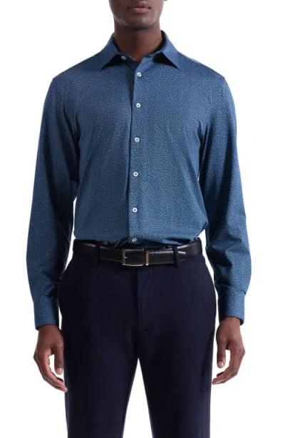 Bugatchi James Ooohcotton® Leaf Print Twill Button-up Shirt In Burgundy