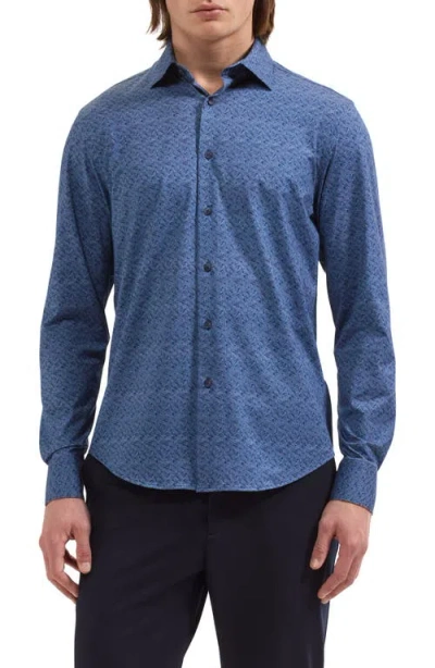 Bugatchi James Ooohcotton Long Sleeve Button Up Shirt In Blue
