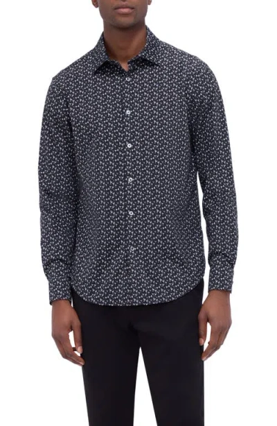 Bugatchi Men's Ooohcotton James Cocktail-print Sport Shirt In Black