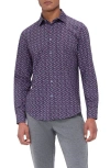 Bugatchi James Ooohcotton® Martini Print Button-up Shirt In Plum