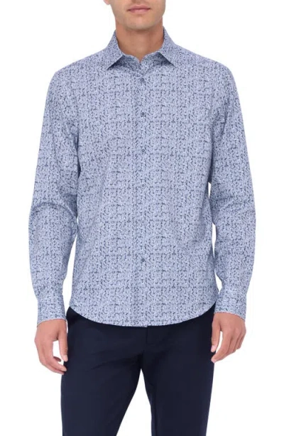 Bugatchi James Ooohcotton® Medallion Print Button-up Shirt In Navy