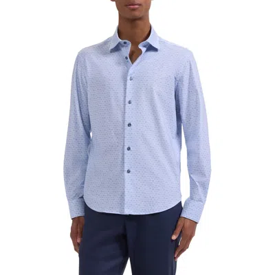 Bugatchi James Ooohcotton® Micro Palm Tree Print Button-up Shirt In Blue