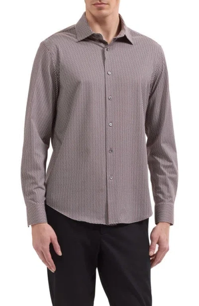 Bugatchi James Ooohcotton® Micro Print Button-up Shirt In Brown