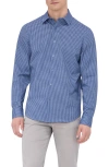Bugatchi Men's James Ooohcotton Check Sport Shirt In Air Blue