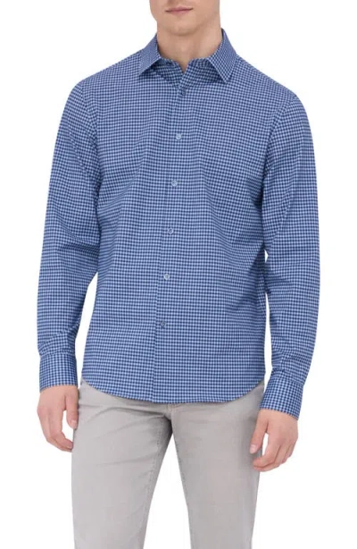Bugatchi Men's James Ooohcotton Check Sport Shirt In Air Blue