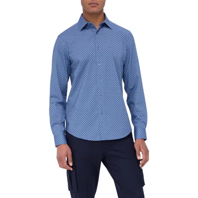 Bugatchi James Ooohcotton® Microcheck Button-up Shirt In Classic Blue