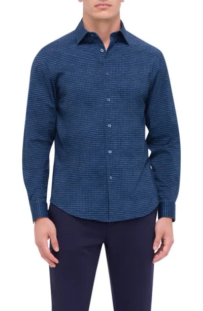 Bugatchi James Ooohcotton® Microcheck Button-up Shirt In Navy