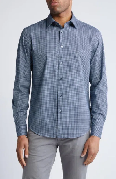 Bugatchi James Ooohcotton® Micropattern Button-up Shirt In Navy