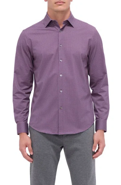 Bugatchi James Ooohcotton® Micropattern Button-up Shirt In Plum