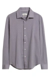 Bugatchi James Ooohcotton® Mosaic Print Twill Button-up Shirt In Purple