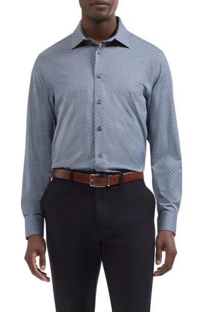 Bugatchi James Ooohcotton® Patterned Button Up Shirt In Blue