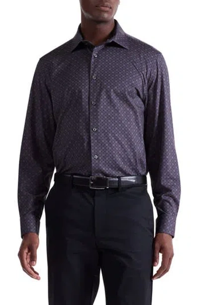 Bugatchi James Ooohcotton® Print Button-up Shirt In Anthracite