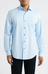 Bugatchi James Ooohcotton® Solid Button-up Shirt In Blue
