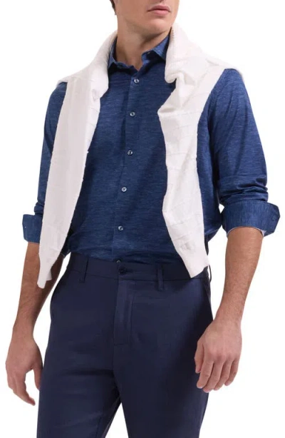 Bugatchi James Ooohcotton® Space Dye Button-up Shirt In Blue