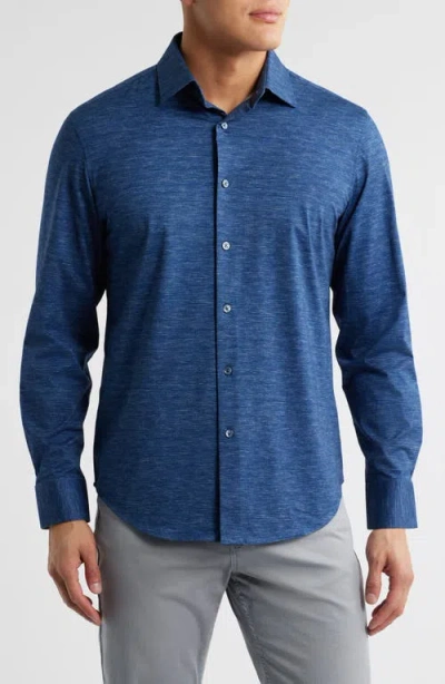 Bugatchi James Ooohcotton® Space Dye Button-up Shirt In Blue