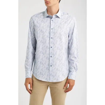 Bugatchi James Ooohcotton Stretch Shirt In Blue
