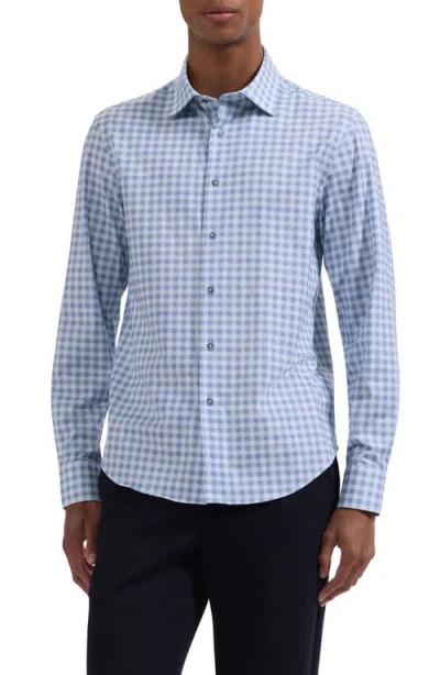 Bugatchi James Ooohcotton® Textured Gingham Check Button-up Shirt In Blue