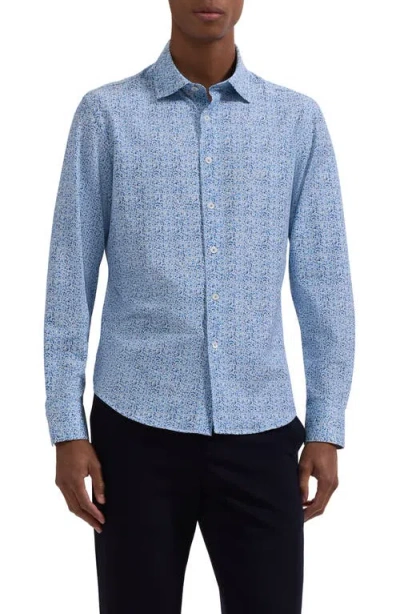 Bugatchi James Ooohcotton® Watercolor Floral Twill Button-up Shirt In Blue