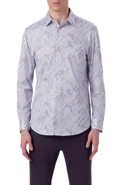 Bugatchi James Ooohcotton® Watercolor Print Stretch Cotton Button-up Shirt In Air Blue