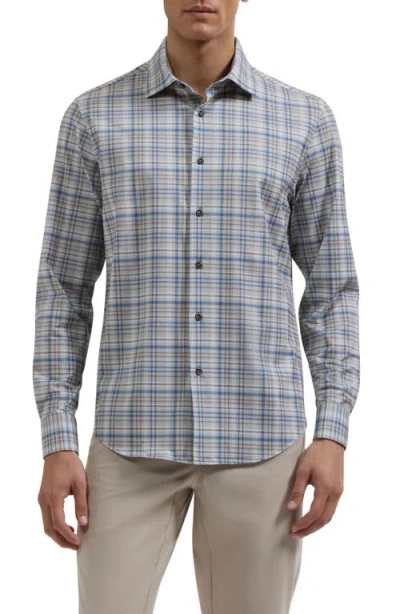 Bugatchi James Plaid Long Sleeve Button Up Shirt In Gray