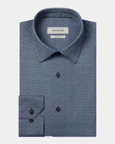 Bugatchi James Printed Cotton Shirt In Blue
