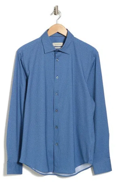 Bugatchi James Shaped Fit Comfort Stretch Button Up Shirt In Classic Blue