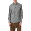 Bugatchi Jasper Shaped Fit Heather Stretch Chambray Button-up Shirt In Khaki