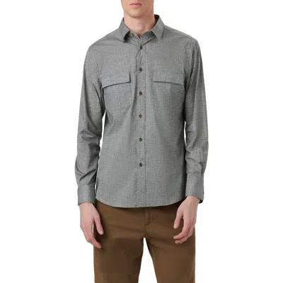 BUGATCHI BUGATCHI JASPER SHAPED FIT HEATHER STRETCH CHAMBRAY BUTTON-UP SHIRT