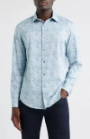 Bugatchi Jimmy Ooohcotton® Abstract Floral Button-up Shirt In Blue
