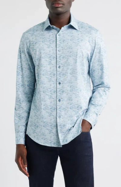 Bugatchi Jimmy Ooohcotton® Abstract Floral Button-up Shirt In Blue