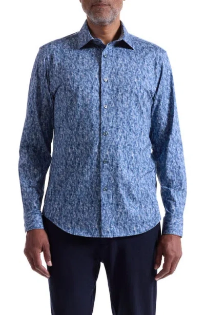 Bugatchi Jimmy Ooohcotton® Abstract Print Button-up Shirt In Blue