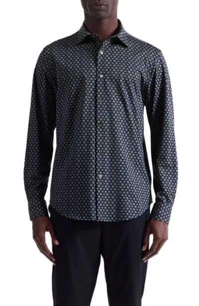 Bugatchi Jimmy Ooohcotton® Floral & Chevron Print Button-up Shirt In Burgundy