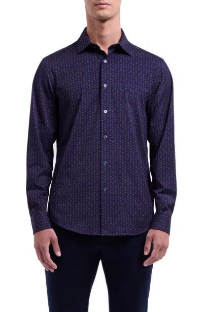 Bugatchi Jimmy Ooohcotton® Floral Button-up Shirt In Purple