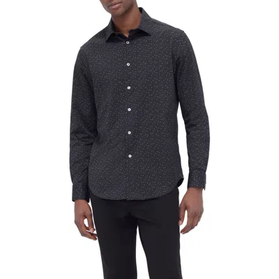 Bugatchi Jimmy Ooohcotton® Geo Print Button-up Shirt In Black
