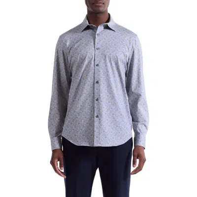 Bugatchi Jimmy Ooohcotton® Geo Print Button-up Shirt In Blue