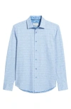 Bugatchi Jimmy Ooohcotton® Geo Print Button-up Shirt In Classic Blue