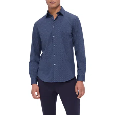 Bugatchi Jimmy Ooohcotton® Geo Print Button-up Shirt In Dark Navy