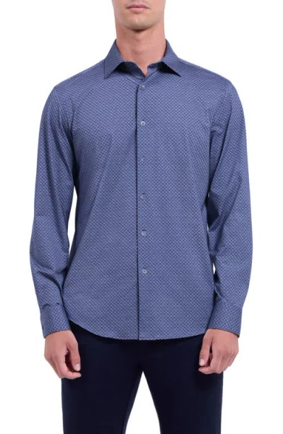 Bugatchi Jimmy Ooohcotton® Geo Print Button-up Shirt In Gray
