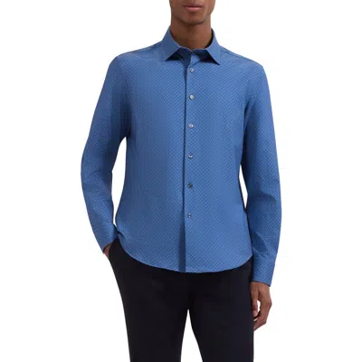 Bugatchi Jimmy Ooohcotton® Geo Print Button-up Shirt In Blue