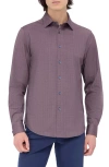 Bugatchi Jimmy Ooohcotton® Herringbone Button-up Shirt In Cabernet