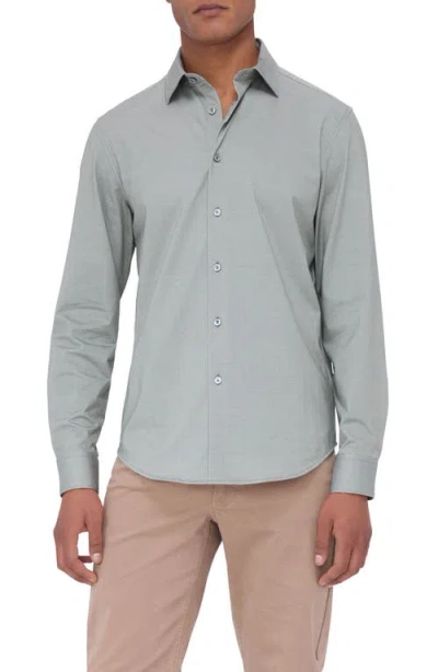 Bugatchi Jimmy Ooohcotton® Herringbone Button-up Shirt In Khaki