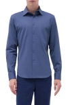 Bugatchi Jimmy Ooohcotton® Herringbone Button-up Shirt In Navy