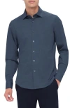 Bugatchi Jimmy Ooohcotton® Herringbone Button-up Shirt In Navy