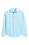 Bugatchi Jimmy Ooohcotton® Herringbone Button-up Shirt In Turquoise