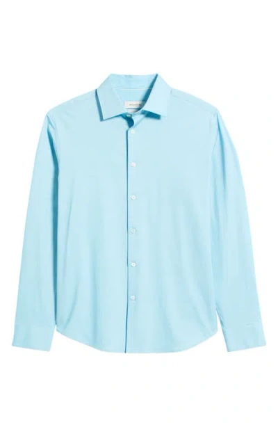 Bugatchi Jimmy Ooohcotton® Herringbone Button-up Shirt In Turquoise